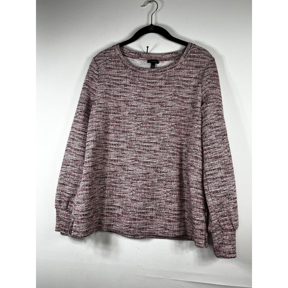 Talbots Sweater Womens Medium Red Stripe Crew Neck Button Cuff Knit Pullover